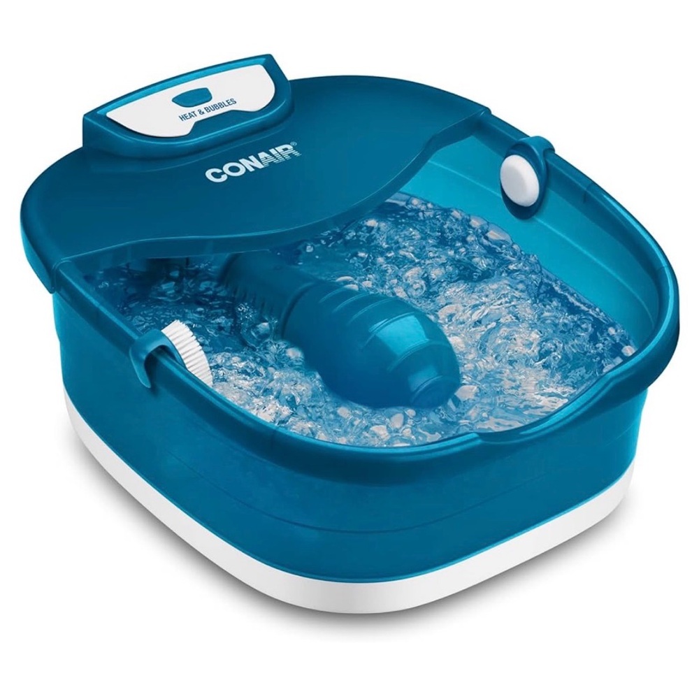 CONAIR PEDICURE FOOT SPA HEAT SENSE With FOOT ROLLER BUBBLES Pumice Stone Nails